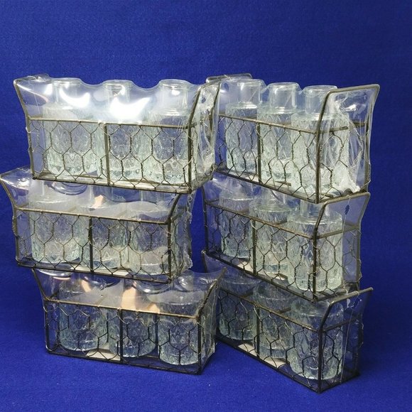 Wire Mesh Basket Glass Bottles Craft Wedding Farmhouse Shabby Chic Rustic - Picture 11 of 11